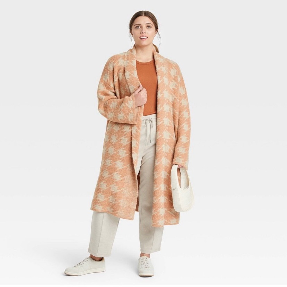 Women’s Houndstooth Open-Front Cardigan